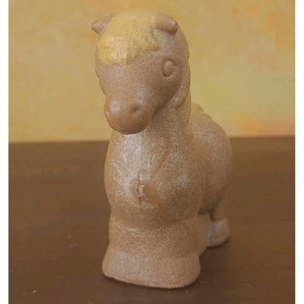 Talkin Tracks Brown Horse Faded Yellow Mane Figure 1973 Mattel Preschool Vintage